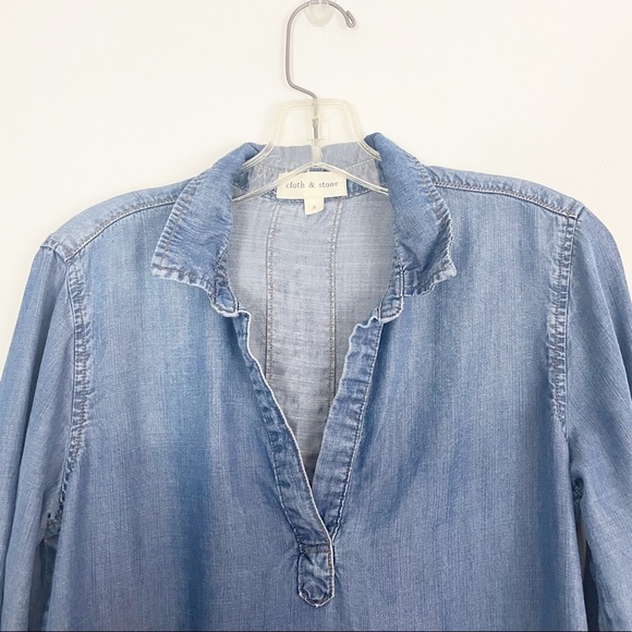 Cloth & Stone Women's Acata Chambray Denim Tunic Dress Boho Size Small - Picture 5 of 12